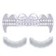 Men's Iced Out Vampire Dracula Fangs 14k Gold Plated Top Teeth Grillz-Silver