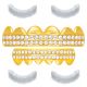 Men's 14K Gold Plated TOP & Bottom Iced Out CZ Mouth Caps Teeth Grillz
