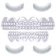 Men's 14K Gold Plated TOP & Bottom Iced Out CZ Mouth Caps Teeth Grillz-Silver