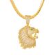 Hip Hop Lion Head Green Eye Pendant with 20 inch Chain Necklace 