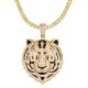Gold Plated Tiger Pendant with 20 inch Stone Chain Necklace