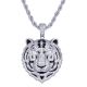 Silver Plated Tiger Face Iced Out Hip Hop Pendant 20 inch Rope Chain
