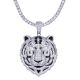 Men's Silver Plated Tiger pendant with Stone 20 inch Chain Necklace