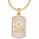 Gold Plated Dog Tag Hamsa Pendant 20 inch Choker Tennis Chain Necklace