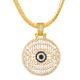 Bling Bling Blue Evil Eye Hamsa Pendant with 20 inch Miami Cuban Chain Necklace 