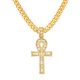 Full CZ Ankh Cross Pendant with 24 inch Cuban Chain Necklace