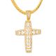 Gold Plated CZ Bling Iced Cross Pendant with 20 inch Miami Cuban Chain