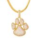 Iced Out Puppy Foot Print Paw Pendant with 20 inch Miami Cuban Chain Necklace
