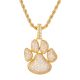 Men's Iced Out Puppy Foot Print Paw Pendant 20 inch Rope Chain