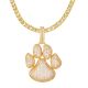 Iced Out Puppy Paw Foot Print Pendant with 20 inch Tennis Chain Necklace 
