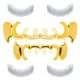 Open Fang Grillz Gold Plated Top and Bottom Cap Teeth LS 644 G Molding 1 extra Bar