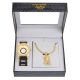 Men's Hip Hop Iced CZ Bling Gold Plated Watch Jesus Pendant Chain SET