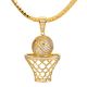 Men's 14k Gold Plated Basketball Pendant Miami Cuban Chain Necklace