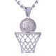 Men's Silver Plated Basketball Pendant Cuban Chain Necklace