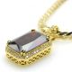Men's 14K Gold Plated Mini Red Blue Green Black Ruby Pendant 24 inch Miami Cuban Chain Necklace