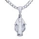 Silver Plated Iced Open Arm Jesus Pendant 24 inch Cuban Chain Necklace