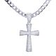 Silver Plated Iced Out CZ Cross Pendant 24 inch Cuban Chain Necklace