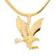 Men's 14k Gold Plated CZ Iced Eagle Pendant Miami Cuban Chain Necklace