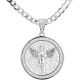 Silver Plated Bling Pray Angel Round Medallion Pendant 24 inch Miami Cuban Chain