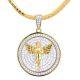 Gold Silver Plated Bling Pray Angel Round Medallion Pendant 24 inch Miami Cuban Chain
