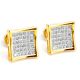 Iced Out Gold Plated Two Tone Caved Square Micro Pave Screw Back Stud Earrings