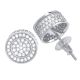 Men's Iced Silver Plated CZ Micro Pave 10 mm 3D Round Screw Back Earrings
