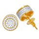 Men's Iced Out Two Tone Micro Pave 10 mm 3D Round Screw Back Earrings 