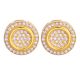 Men's 14k Gold / Silver Plated 11 mm Iced Out Round Screw Back Stud Earrings