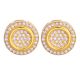 Men's 14k Gold Plated 11 mm Iced Out Round Screw Back Stud Earrings
