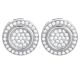 Men's Silver Plated 11 mm Iced Out Round Screw Back Stud Earrings-