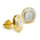 Men's 14k Gold / Silver Plated 11 mm Iced Out CZ Round Screw Back Stud Earrings