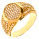 Men's Iced OUT Gold Plated Hand Set CZ Band Round Top RX Band Bling Pinky Ring