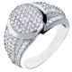 Men's Iced OUT Silver Plated Hand Set CZ Band Round Top RX Band Bling Pinky Ring