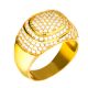 Men's Bling Brass 14k Gold Plated Hand Set CZ Band 3 layers Iced Out Pinky Rings