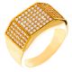 Men's Hip Hop Brass 14k Gold Plated Hand Set CZ Band Flat CUT Square Pinky Rings 