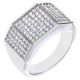 Men's Hip Hop Brass Silver Plated Hand Set CZ Band Flat CUT Square Pinky Rings