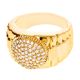 Men's Hip Hop 14k Gold Plated Hand Set CZ Band Round Top RX Band Pinky Ring