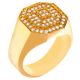 Men's Fashion Double Iced Out Brass 14k Gold Plated CZ Band Octagon Pinky Rings