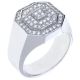 Men's Fashion Double Iced Out Brass Silver Plated CZ Band Octagon Pinky Rings
