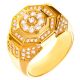 Men's Fashion Hip Hop Iced Out Brass 14k Gold Plated CZ Band Octagon Pinky Ring