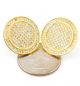 Men's Fashion Hip Hop Gold / Silver Plated XXL Flat Screen Round Screw Back Stud Earrings
