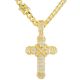 Hip Hop Large Heavy Iced Out Cross Pendant 30 Inch Safety Lock Cuban Chain Necklace