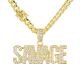 Rapper Heavy Large Iced Out Savage Pendant 30 inch Safety Lock Cuban Chain Necklace