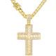 Men's Heavy Large Iced Out Cross Pendant 30 inch Safety Lock Cuban Chain Necklace