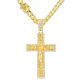 Men's Nugget Large Iced Cross Jesus Pendant 30 inch Safety Lock Cuban Chain Necklace