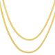 Men's Bling 14K Gold Plated 4 mm 20 / 24 inch Double Herringbone Chain Necklace