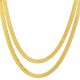 Men's Bling 14K Gold Plated 7 mm 24 / 30 inch Double Herringbone Chain Necklace 