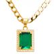 Men's CZ Square Green Ruby Pendant 20 in / 22 in Cuban Chain Necklace
