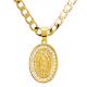 Mini Oval Virgin Mary Guadalupe Pendant 20 inch / 22 inch Cuban Chain Necklace