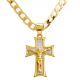 Men's Iced Out Jesus Cross Pendant 20 inch / 22 inch Cuban Chain Necklace Set